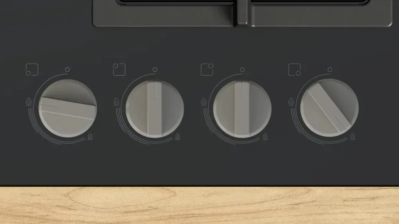 Bosch PNN6B6K40, SER4, Gas hob, 4 zones, 9 power levels, FlameSelect new, Easy cleaning, metal knobs, black, 60cm