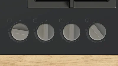 Bosch PNN6B6K40, SER4, Gas hob, 4 zones, 9 power levels, FlameSelect new, Easy cleaning, metal knobs, black, 60cm