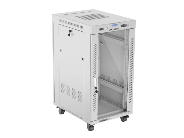 Lanberg rack cabinet 19" free-standing 22U/600x800 (flat pack) with glass door lcd grey v2