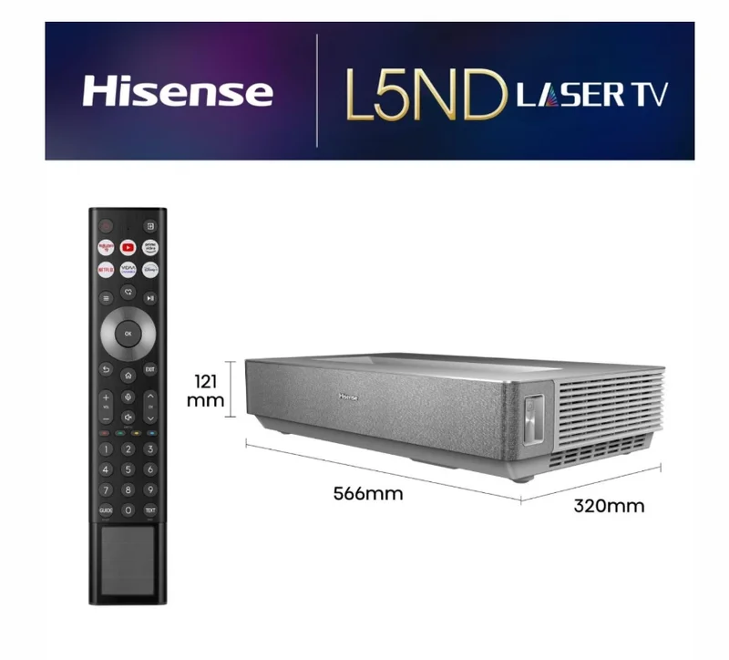 Hisense 120" 120L5ND, 4K Ultra HD 3840x2160, Laser TV, Smart, Vidaa, Black