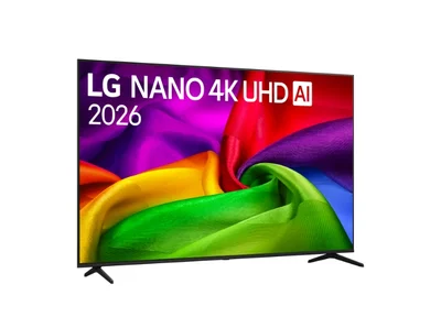 LG 85NU800B3LA, 85" NANO 4K UHD, 3840x2160, DVB-T2/C/S2, AI Alpha 7, HDR 10, webOS 26, ThinQ AI, VRR, ALLM, HGiG, WiFi, Clear Voice, 4K Super Upscaling, Bluetooth 5.3, Hdmi e-ARC , CI, LAN, AirPlay2, AI Sound Pro, Google Cast, 2 Pole stand, Black