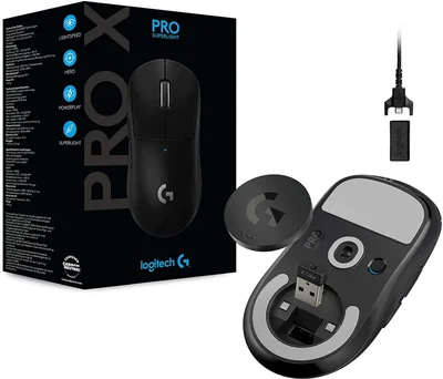 Logitech G Pro X Superlight Wireless Mouse, Lightspeed Wireless 1ms, HERO 25K DPI Sensor, 400 IPS, Onboard Memory, >63g, Black