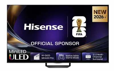 Hisense 55"U7S Pro, 4K Ultra HD 3840x2160, ULED, FALD, Quantum Dot, 165Hz, IPS, HDR 10+, HLG, Dolby Vision IQ, Dolby Atmos, Smart TV, WiFi 5GHz, WiFi Direct, BT, Anyview Cast,light sensor,Solar Powered Remote, 4xHDMI, 2xUSB, LAN, CI+, DVB-T2/C/S2, Black