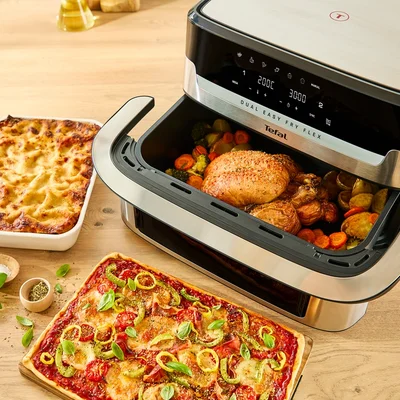 Tefal EY922DE0 Easy Fry DUAL FLEX, stainless steel, 9L (2.5kg), 2700W, automatic programs (7), adjustable temp, manual mode