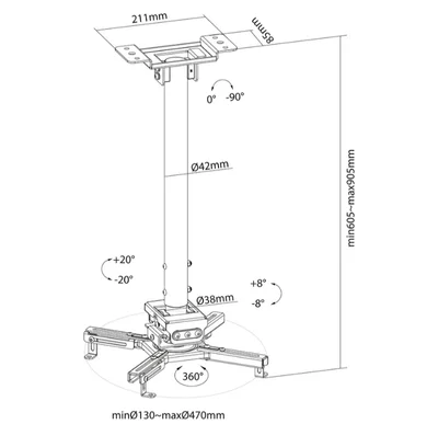 Neomounts Projector Ceiling Mount (height adjustable: 60-90 cm)