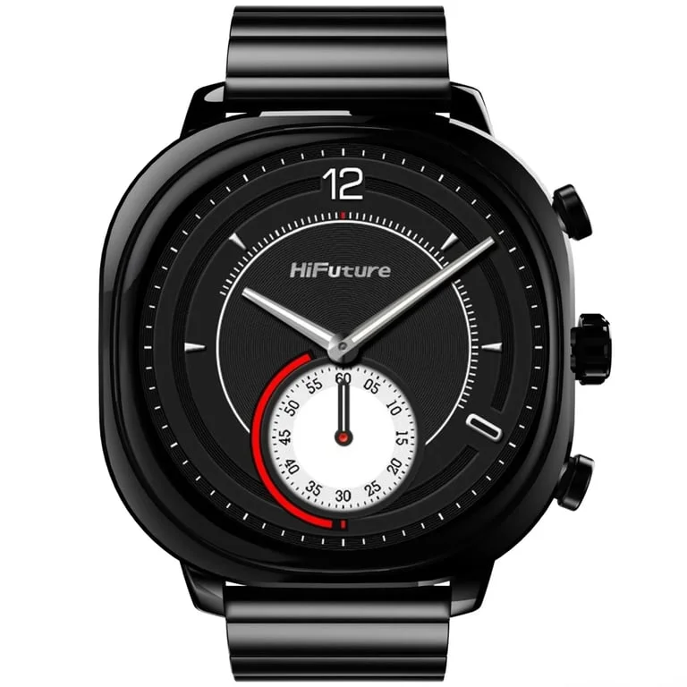 HiFuture AIX  Black, 1.43"AMOLED, 466*466, Powered by Dual Core & Syntra AI, Bluetooth Call, 1ATM Waterproof, Sixth Generation Health Sensor, Stainless Steel, Up to 10 days daily use