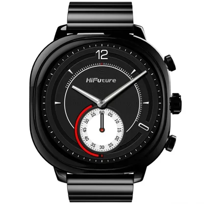 HiFuture AIX  Black, 1.43"AMOLED, 466*466, Powered by Dual Core & Syntra AI, Bluetooth Call, 1ATM Waterproof, Sixth Generation Health Sensor, Stainless Steel, Up to 10 days daily use