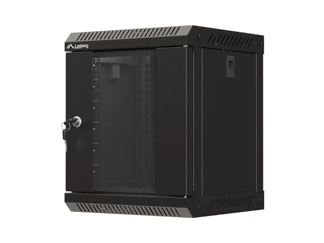 Lanberg rack cabinet 10" wall-mount 6U/300x300 (flat pack) with glass door black