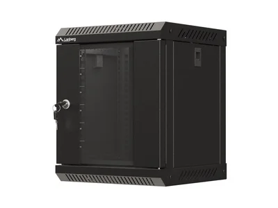 Lanberg rack cabinet 10" wall-mount 6U/300x300 (flat pack) with glass door black