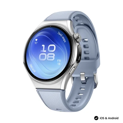 Смарт часовник Huawei Watch 6 Niz-L19F, 1.5" LTPO OLED, 2GB RAM, 64GB, 4G LTE, син + FreeBuds 7i бели