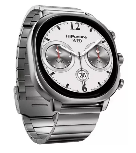 HiFuture AIX  Silver,  1.43"AMOLED, 466*466, Powered by Dual Core & Syntra AI, Bluetooth Call, 1ATM Waterproof, Sixth Generation Health Sensor, Stainless Steel, Up to 10 days daily use
