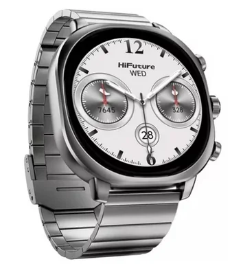 HiFuture AIX  Silver,  1.43"AMOLED, 466*466, Powered by Dual Core & Syntra AI, Bluetooth Call, 1ATM Waterproof, Sixth Generation Health Sensor, Stainless Steel, Up to 10 days daily use