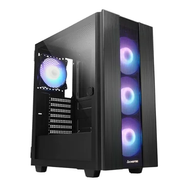 Кутия за компютър Chieftec Hunter II Middle Tower, прозрачен страничен капак, черен