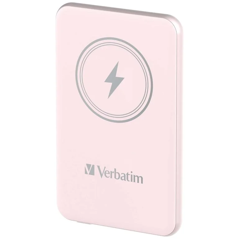 Външна батерия Verbatim MCP-5PK 5000mAh, USB-C PD 20W, магнитно безжично зареждане 15W, Pink