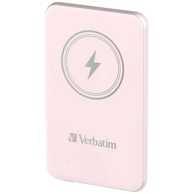 Външна батерия Verbatim MCP-5PK 5000mAh, USB-C PD 20W, магнитно безжично зареждане 15W, Pink