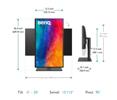 BenQ PD2506Q  25" IPS, 2560x1440 WQHD, 95% P3, DisplayHDR 400, Uniformity, KVM, MST Daisy Chain, USB-C 65W Power Delivery, HDMI, DP, HAS, eye-care, Factory Calibration, Calman Certification, Panetone Validation, 4-side edge to edge, USB Hub, eye-care, De