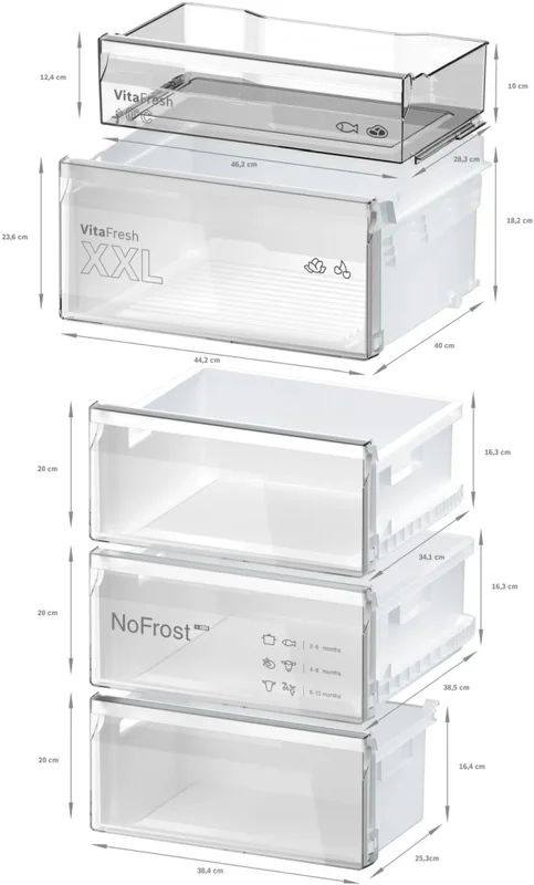Bosch KGN397LDF, SER4, FS fridge-freezer NoFrost, D, 203/60/66cm, 363l(260+103), 35dB(B), IC, VitaFresh XXL, 0° drawer, Glossy Backwall with Multi Airflow, 2 cooling systems, Intelligent Inverter Technology, Inox-look, display