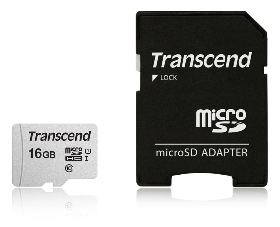 Micro SD карта Transcend 16GB microSDHC UHS-I U1 с адаптер