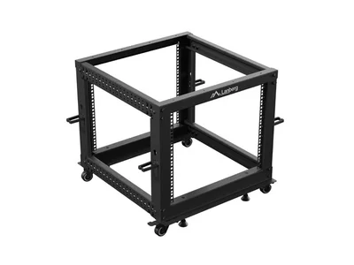 Lanberg open rack 19" 9U 600x600-1100 adjustable, black