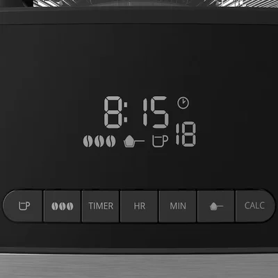Krups KM832810 Grind & Brew, metalic grinder, 3 grinding settings, digital display, timer, 1.25L