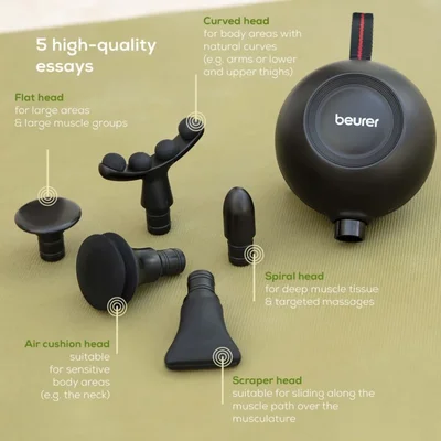 Beurer MG 101 SensorBoost, Integrated pressure sensor, Ergonomically shaped, 5 massage attachments, 5 intensity levels, Lithium-ion battery, black