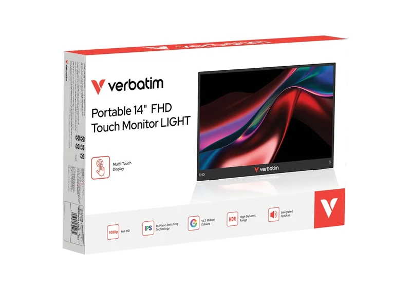 Монитор Verbatim LIGHT 14" FHD IPS Touch, преносим
