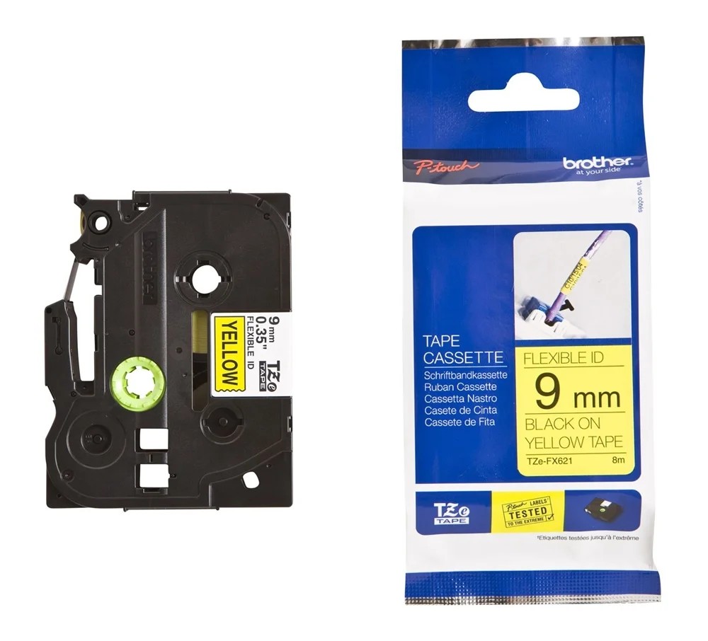 BROTHER TZEFX621 flex bk/yellow 9mm 8m