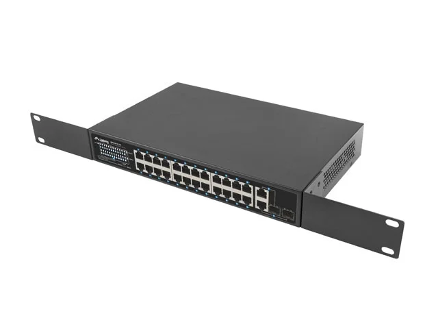 Мрежов суич Lanberg 24x 100BASE-T PoE+/2x SFP Rackmount Gigabit Ethernet 360W v2