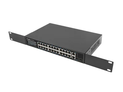 Мрежов суич Lanberg 24x 100BASE-T PoE+/2x SFP Rackmount Gigabit Ethernet 360W v2