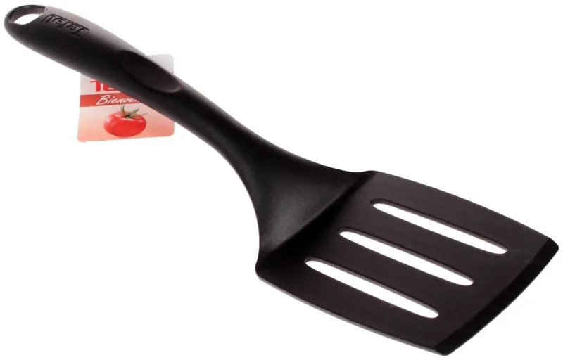 Кухненска шпатулa с отвори Tefal Bienvenue 2743712, черна, устойчива до 220°C, подходяща за съдомиялна