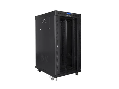 Lanberg rack cabinet 19" free-standing 22U/600x800 (flat pack) with glass door lcd black v2