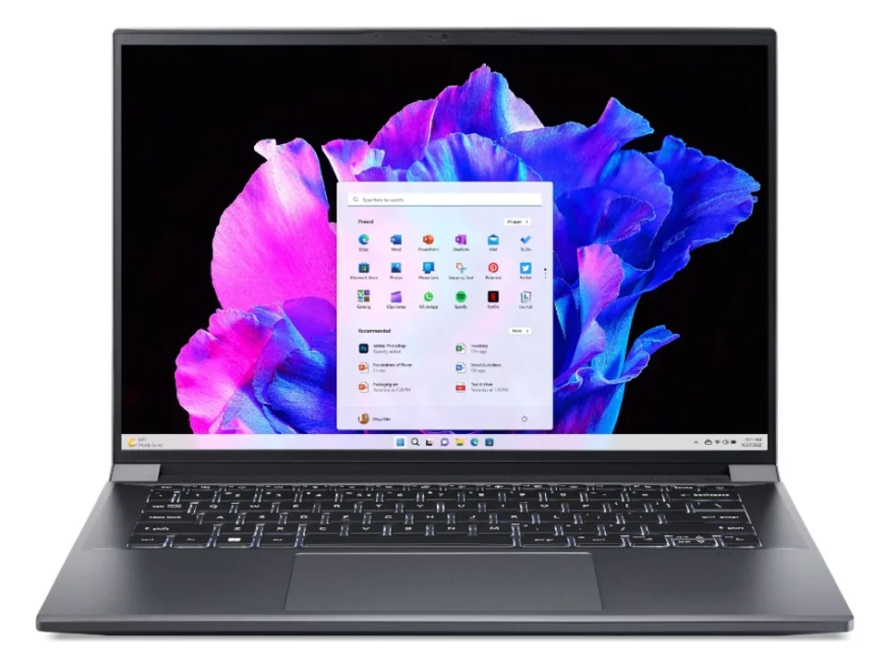 Acer Swift X 14, SFX14-71G-75L8, Intel Core i7-13700H(3.70GHz up to 5.00GHz, 24MB),14.5" 2.8K OLED (2880x1800) 120Hz, 16GB DDR5, 1024 GB NVMe SSD,RTX 4050 6GB GDDR6,  FHD Cam,WiFi 6E, BT 5.1, Micro SD card,Backlit Kbd, Win 11 Home , Steel Gray