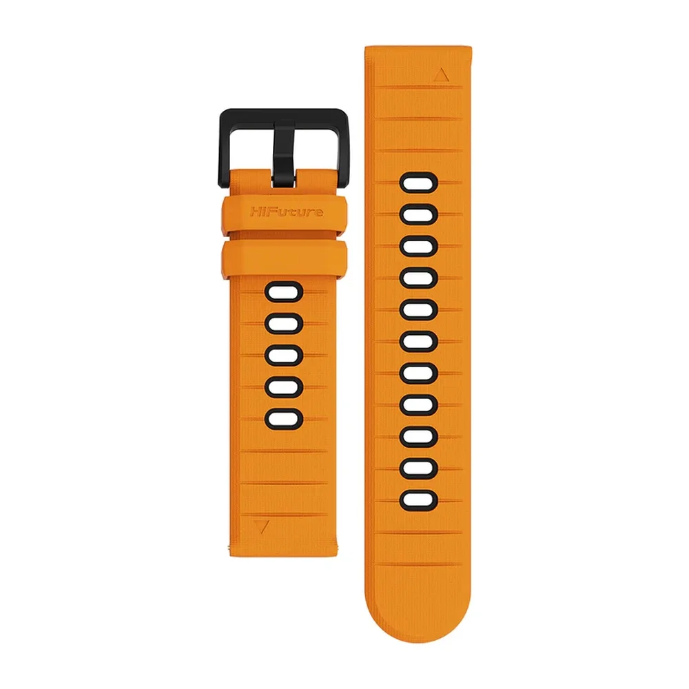 HiFuture Pilot-S Orange, Bio-Color Injection, Powder Metallurgy Stainless Steel Buckle, Solid Silicone, Unique Patterns, Fit Size: 22mm