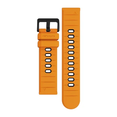 HiFuture Pilot-S Orange, Bio-Color Injection, Powder Metallurgy Stainless Steel Buckle, Solid Silicone, Unique Patterns, Fit Size: 22mm