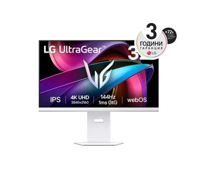 Монитор LG UltraGear 32G810SA-W 31.5" IPS 4K UHD 144Hz 1ms Smart webOS FreeSync G-SYNC HDR10 DCI-P3 95% USB-C Бял
