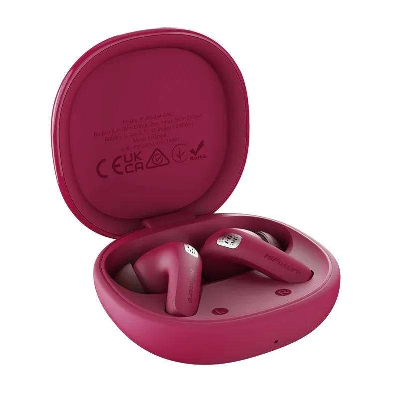 HiFuture FlyBuds 4 AI Hot Pink, Support AI Free Talk, Support 130+ Languages Translation,  Active Noise Cancelling, 4 MICS ENC, Wireless 5.4, Up to 10 Hours Battery Life by one charge, IPX5, Ultra Bass, Up to 35 Hours Battery Life combined