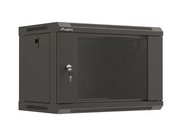 Lanberg rack cabinet 19" wall-mount 6U/540x350 (flat pack) with glass door black