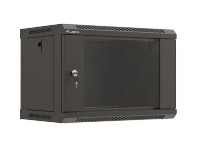 Lanberg rack cabinet 19" wall-mount 6U/540x350 (flat pack) with glass door black