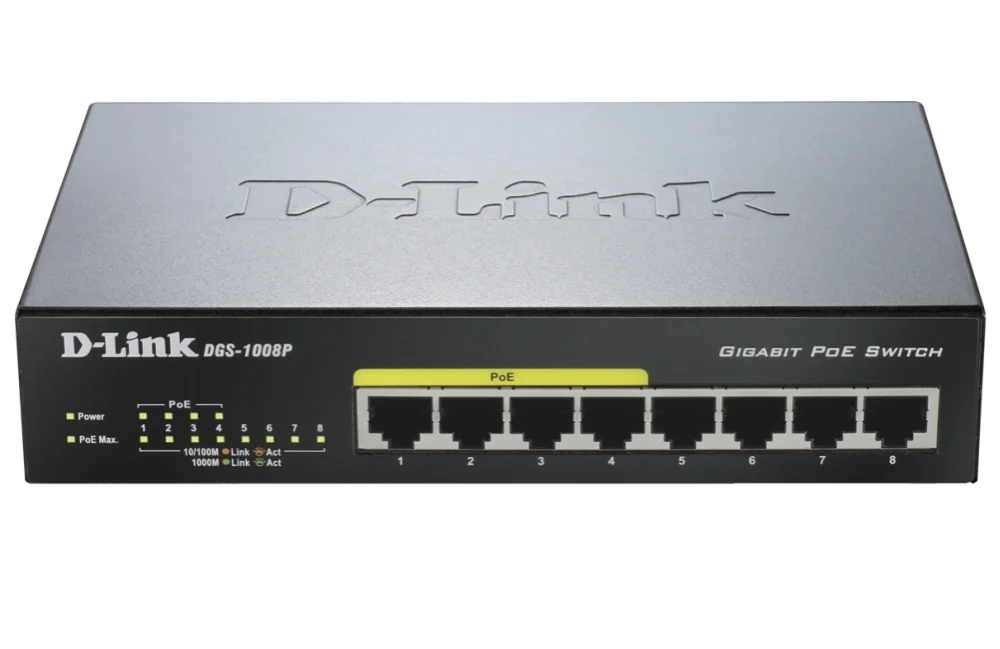 D-Link 8-port 10/100/1000 Desktop Switch w/ 4 PoE Ports
