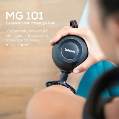Beurer MG 101 SensorBoost, Integrated pressure sensor, Ergonomically shaped, 5 massage attachments, 5 intensity levels, Lithium-ion battery, black