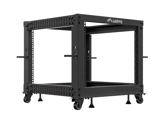 Lanberg open rack 19" 9U 600x600-1100 adjustable, black