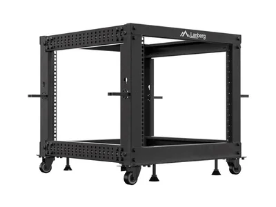 Lanberg open rack 19" 9U 600x600-1100 adjustable, black