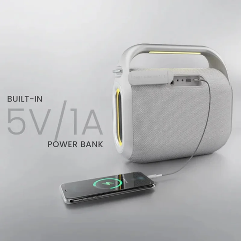 HiFuture MusicBox200 Silver, 100W Output, Karaoke Enable, Two Wireless Microphone, 12000mAh Battery (Support Power Bank), RGB Lighting, Pair to Play (TWS Mode), Bluetooth 5.3