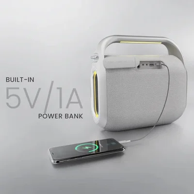 HiFuture MusicBox200 Silver, 100W Output, Karaoke Enable, Two Wireless Microphone, 12000mAh Battery (Support Power Bank), RGB Lighting, Pair to Play (TWS Mode), Bluetooth 5.3