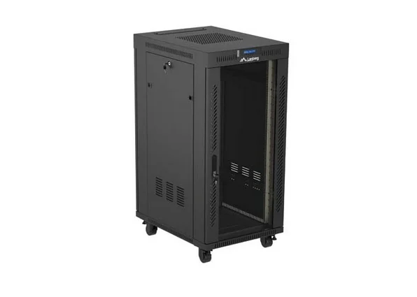 Lanberg Rack Cabinet 19" Free-Standing 24U/600X800 (FlAT Pack) With Glass Door LCD Black V2