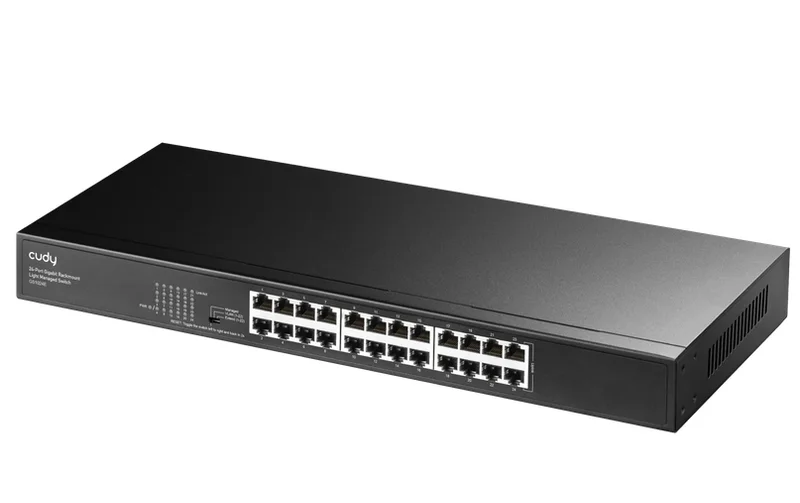 Cudy GS1024E 24-Port Gigabit Rackmount Light Managed Switch, 24 Gigabit RJ45 Ports, 19-inch Rack-mountable Steel Case