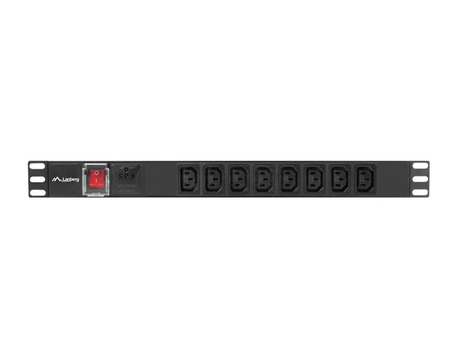 Разклонител Lanberg 19" 1U 16A 2m 8x IEC C13 C20, черен