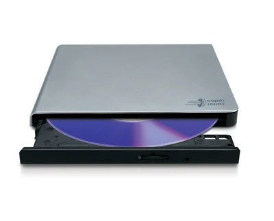 Hitachi-LG GP57ES40 Ultra Slim External DVD-RW, Super Multi, Double Layer, TV connectivity, Silver