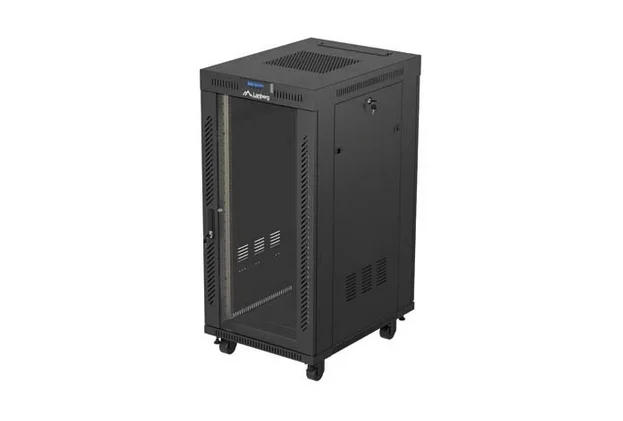 Lanberg Rack Cabinet 19" Free-Standing 24U/600X800 (FlAT Pack) With Glass Door LCD Black V2