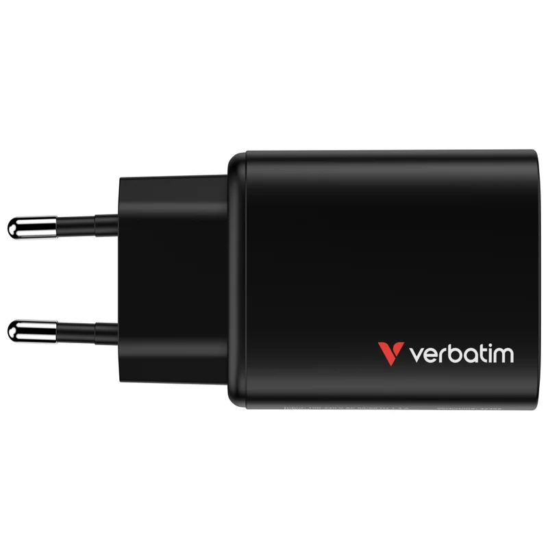 Зарядно устройство Verbatim Essentials GaN 65W, EU, черен